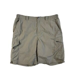 Columbia Omni Shade Cargo Shorts Mens 36x10 Khaki Pockets Nylon Hiking‎ Fishing
